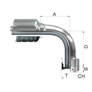 Hembra a 90º Métrica Cono 24º Serie Pesada
