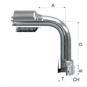 Hembra Giratoria a 90º ORFS Codo Largo