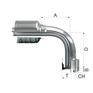 Hembra a 90º Métrica cono 24º Serie Ligera