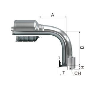 Hembra a 90º Métrica cono 24º Serie Pesada