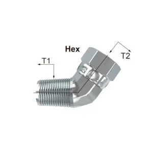 Adaptador Macho NPTF – Hembra Giratoria NPSM a 45º