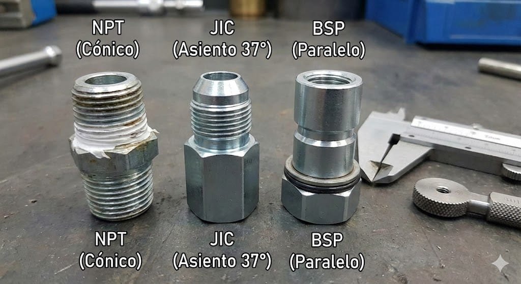 Guía definitiva de Roscas y Conectores: Diferencias entre JIC, NPT y BSP